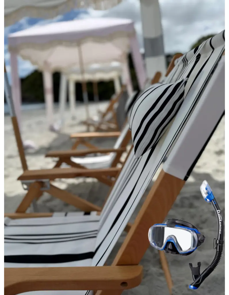 Beach Day Combo 2 - 1 x Cabana, 2 x Chairs, 2 x Towels & 2 Mask & Snorkel Sets